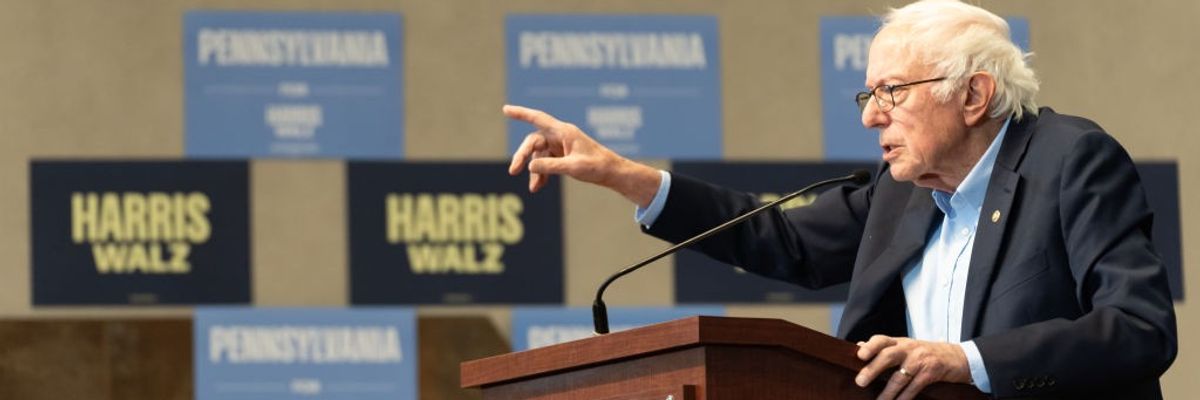 Sen. Bernie Sanders speaks at Harris-Walz rally