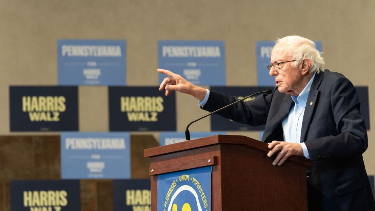 Sen. Bernie Sanders speaks at Harris-Walz rally