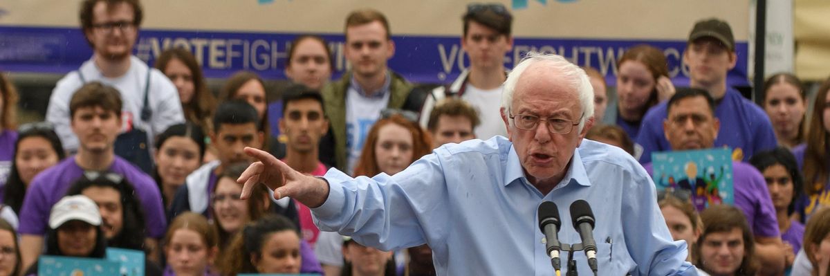 Sen. Bernie Sanders speaks during a campaign