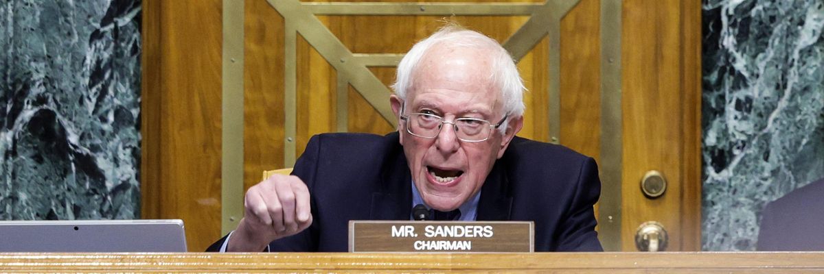 Sen. Bernie Sanders speaks during a hearing