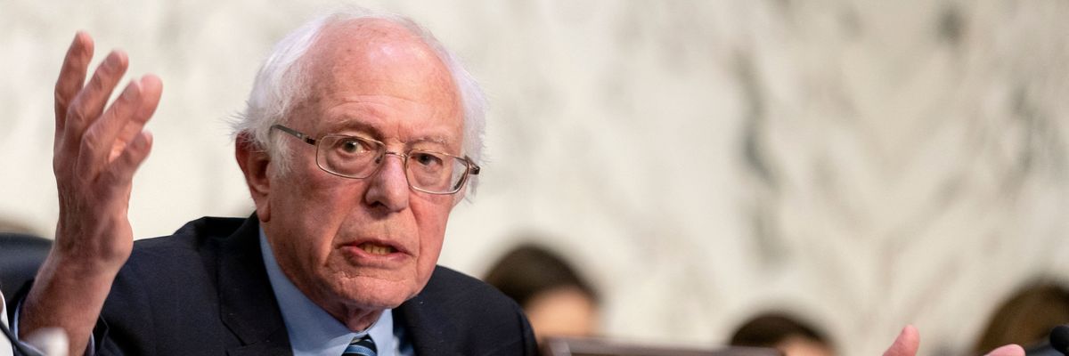 Sen. Bernie Sanders speaks during a hearing
