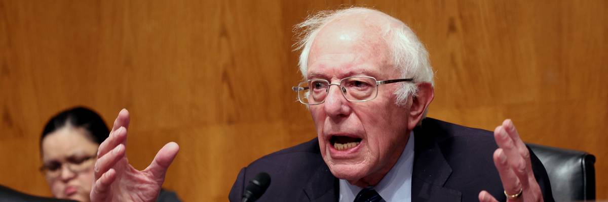 Sen. Bernie Sanders speaks during a Senate hearing