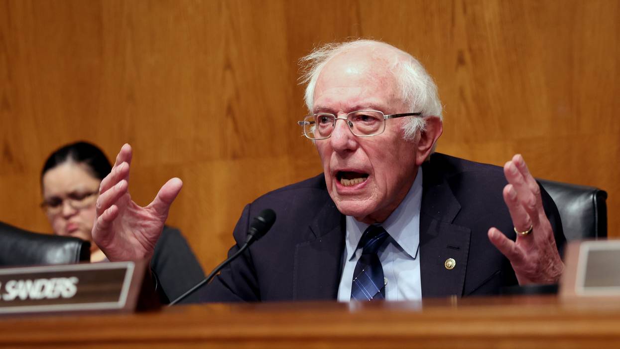 Sen. Bernie Sanders speaks during a Senate hearing.