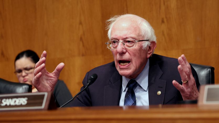 Sen. Bernie Sanders speaks during a Senate hearing.