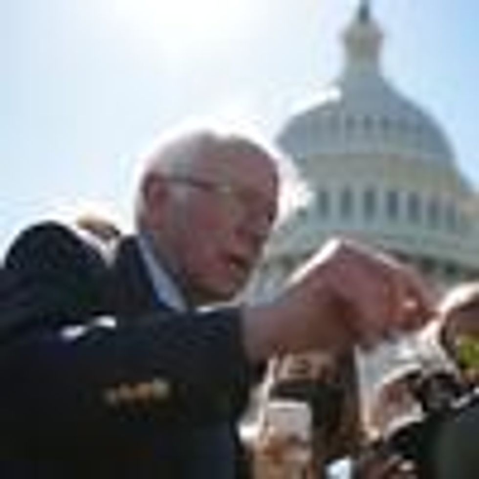 Sen. Bernie Sanders speaks to reporters