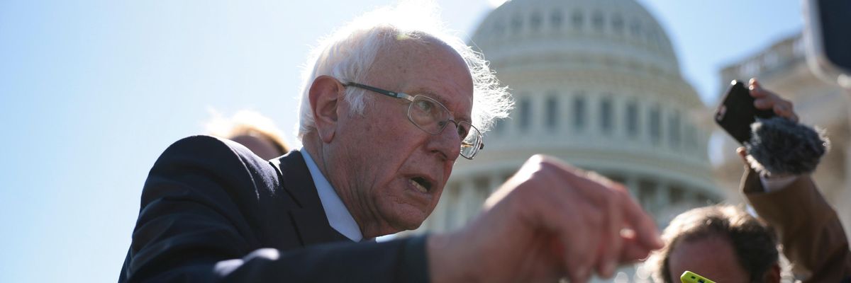 Sen. Bernie Sanders speaks to reporters