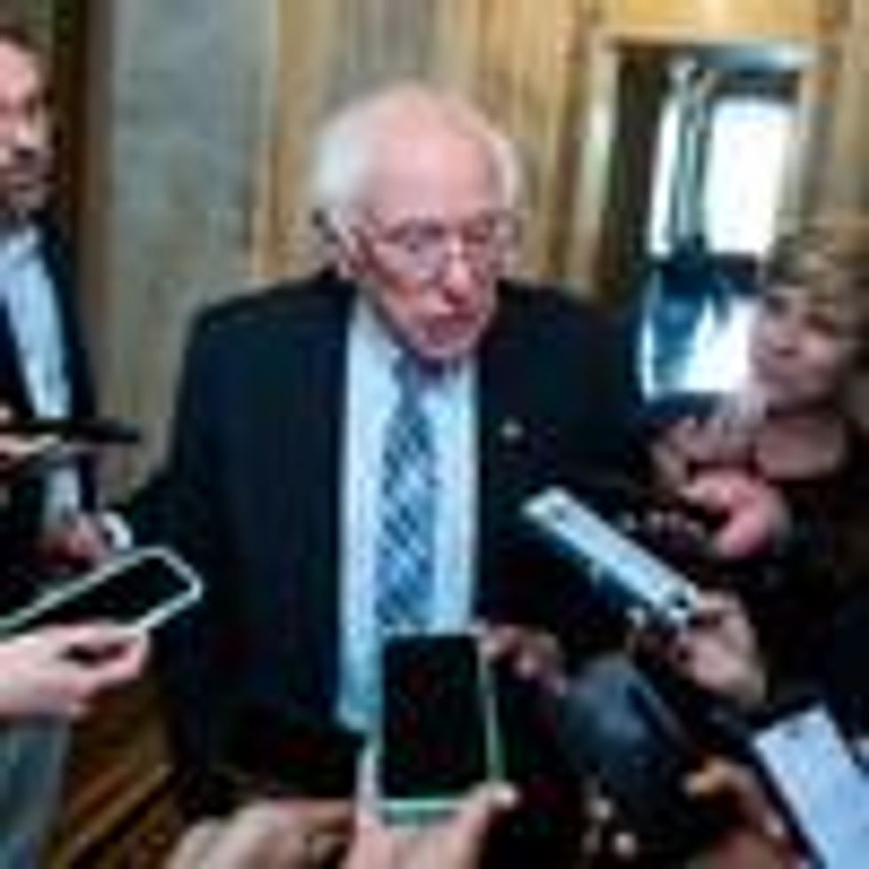 Sen. Bernie Sanders speaks to reporters