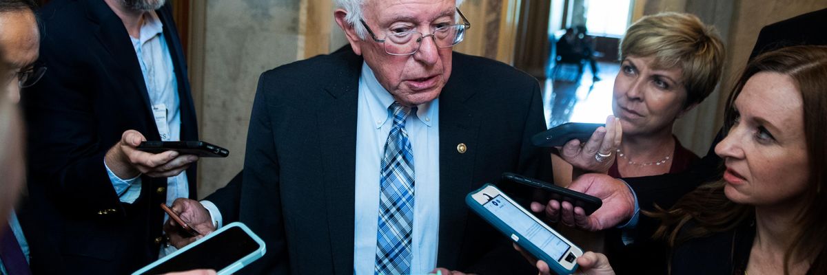 Sen. Bernie Sanders speaks to reporters
