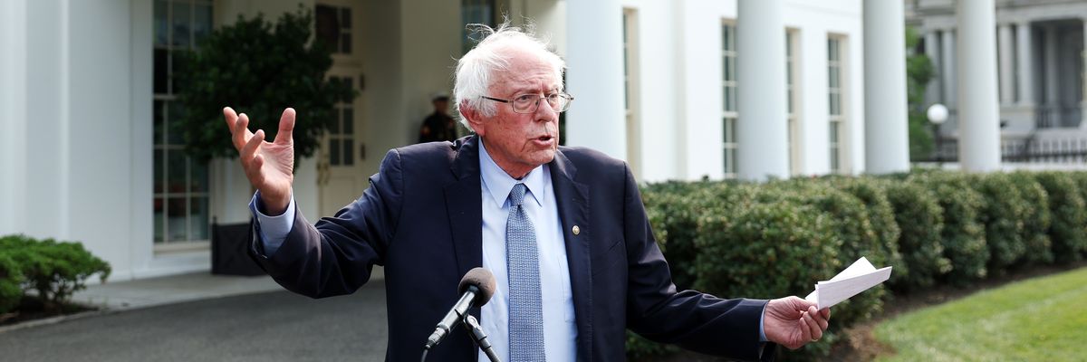 Sen. Bernie Sanders speaks to the media