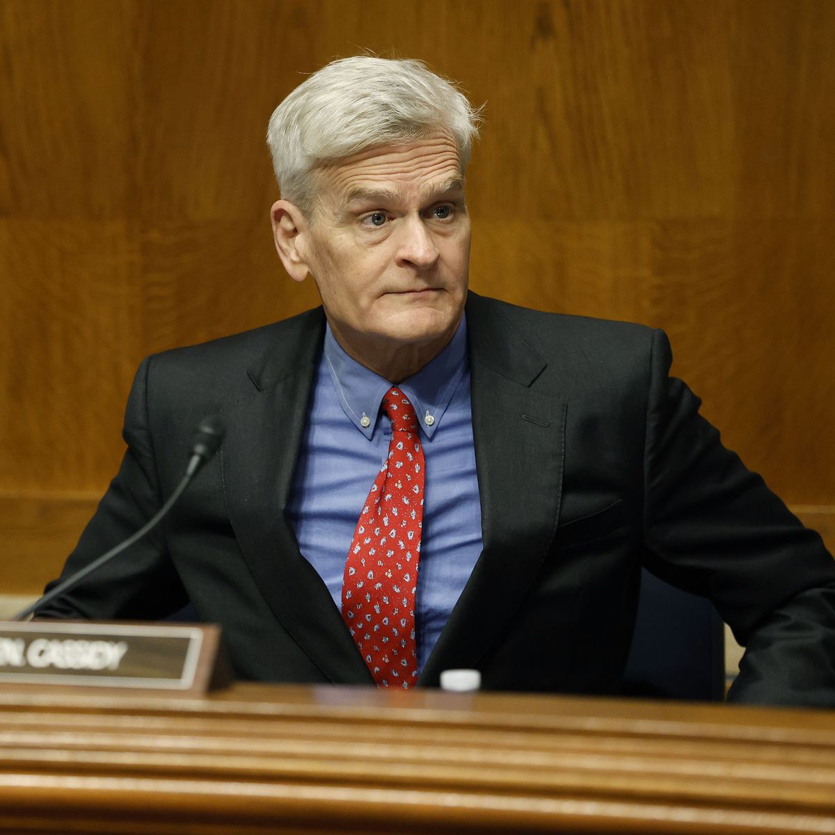 Sen. Bill Cassidy arrives for a Senate hearing