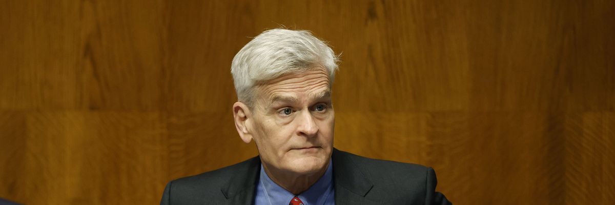 Sen. Bill Cassidy arrives for a Senate hearing