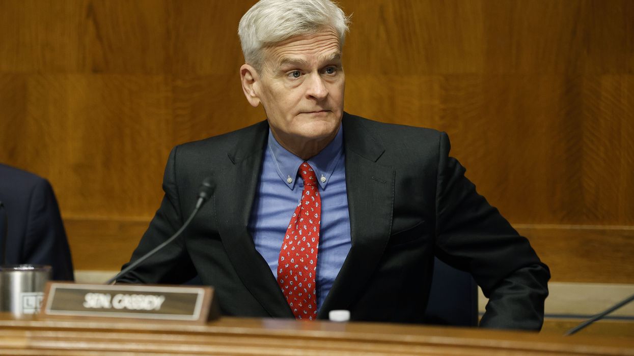 Sen. Bill Cassidy arrives for a Senate hearing
