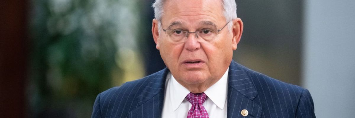 Sen. Bob Menendez (D-N.J.) walks through the Senate subway