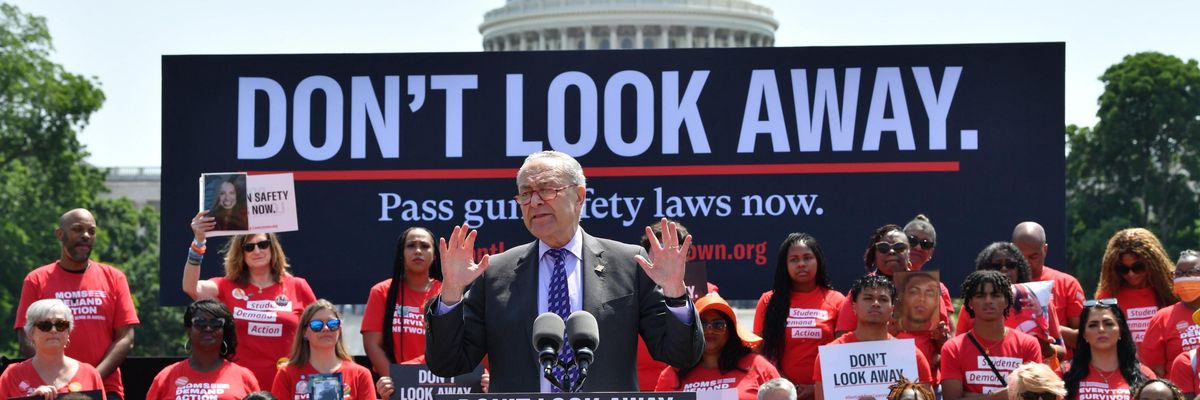 Sen. Chuck Schumer speaking on gun control on Capitol Hill