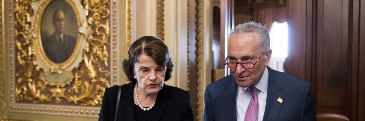 Sen. Dianne Feinstein and Senate Majority Leader Chuck Schumer 