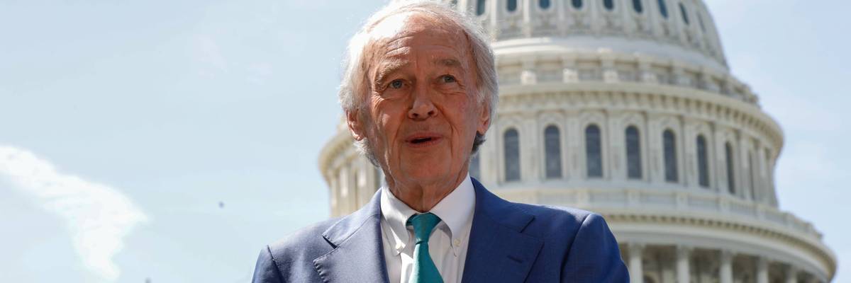 Sen. Ed Markey speaks outside the US Capitol