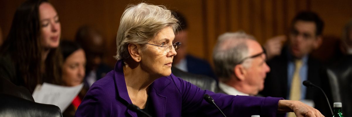 Sen. Elizabeth Warren appears at a Senate hearing