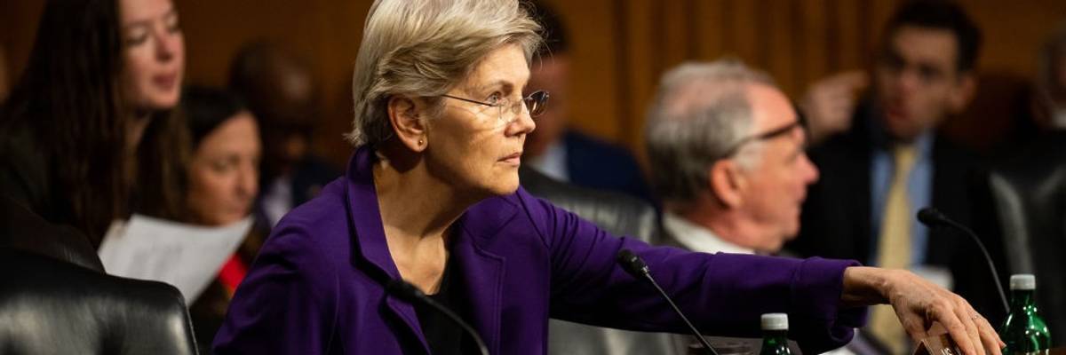 Sen. Elizabeth Warren (D-Mass.) attends a Senate Armed Services Committee hearing on April 18, 2023.