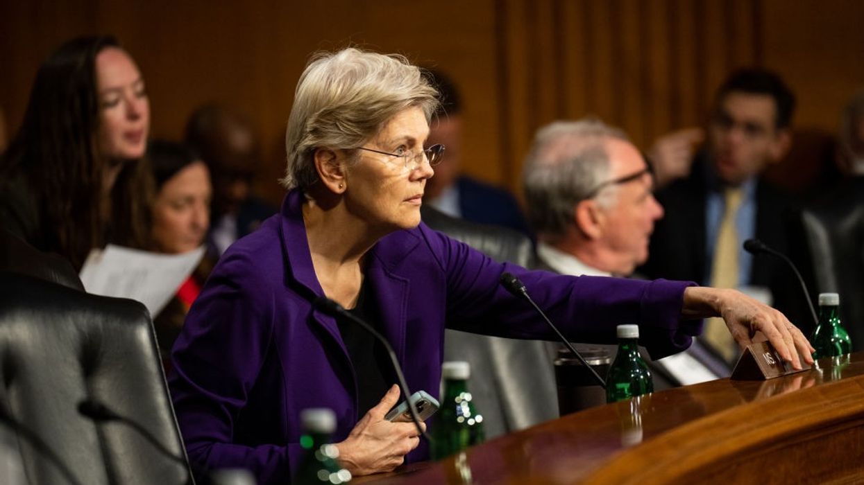Sen. Elizabeth Warren (D-Mass.) attends a Senate Armed Services Committee hearing on April 18, 2023.