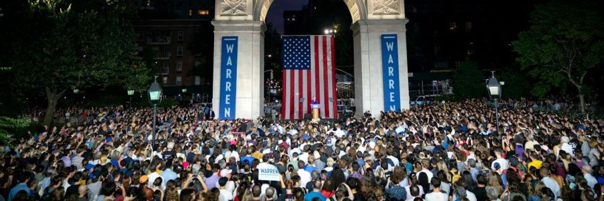Warren Draws Record Crowd of 20,000 in New York as She Vows to Combat Corporate Power