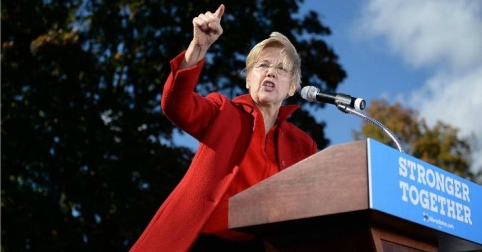 Sen. Elizabeth Warren (D-Mass.), seen campaigning here for Hillary Clinton, has been identified as the potential