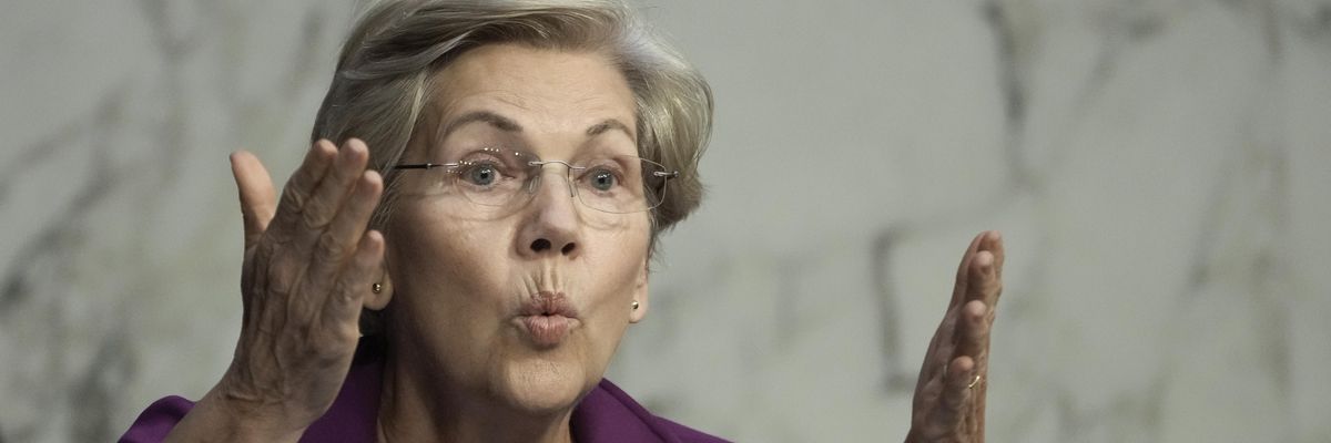 Sen. Elizabeth Warren questions bankers during a Senate hearing