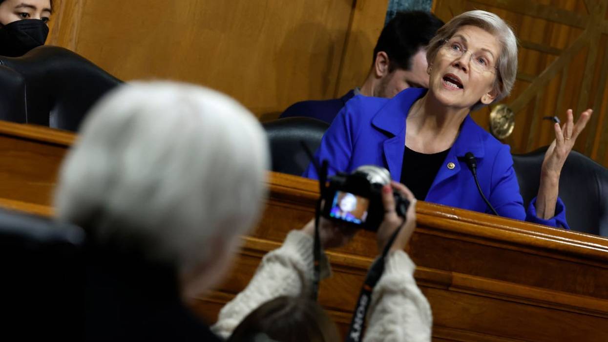 Sen. Elizabeth Warren speaks as Treasury Secretary Janet Yellen testifies during Senate hearing