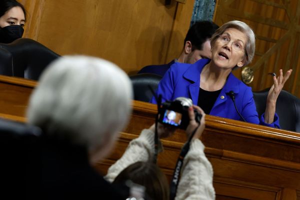Sen. Elizabeth Warren speaks as Treasury Secretary Janet Yellen testifies during Senate hearing