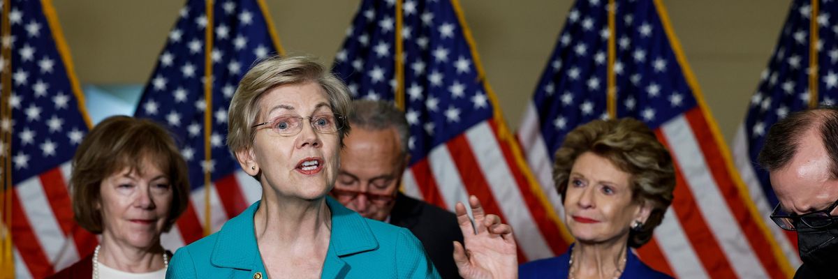 Sen. Elizabeth Warren speaks at a news conference