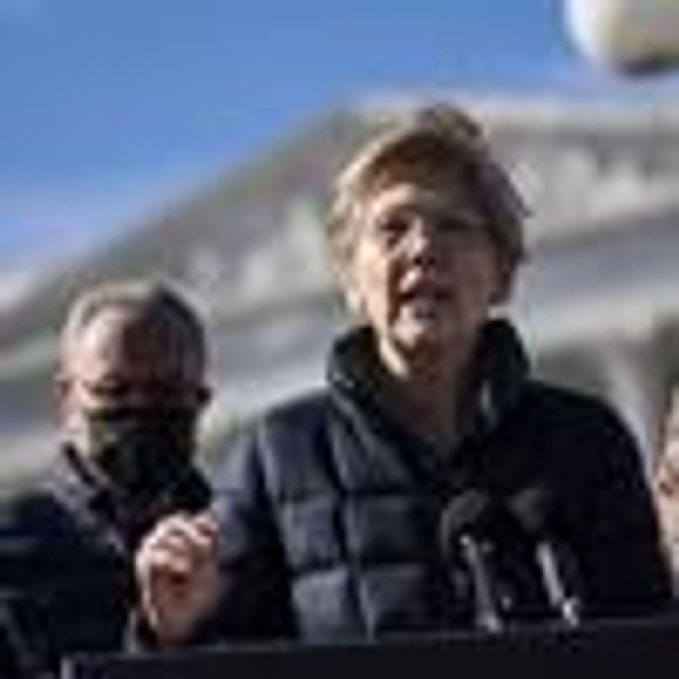 Sen. Elizabeth Warren speaks at a press conference