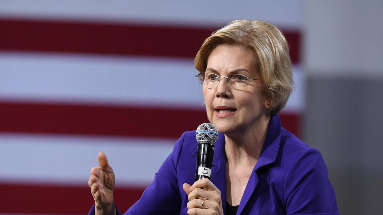 Sen. Elizabeth Warren speaks at an event in Las Vegas