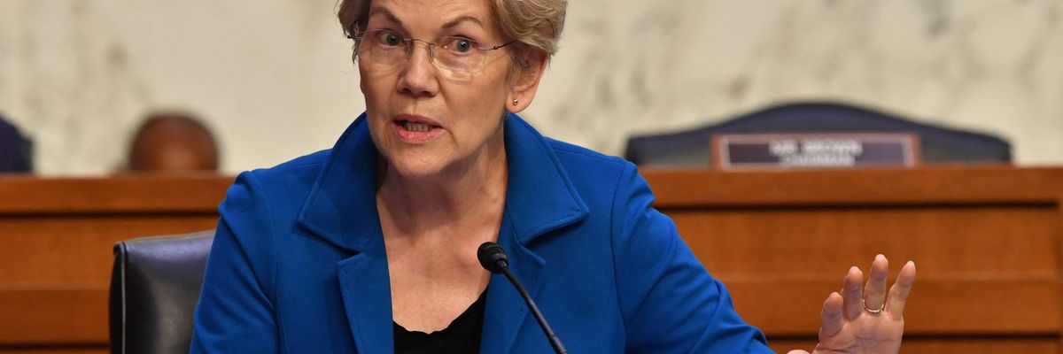 Sen. Elizabeth Warren speaks during a hearing