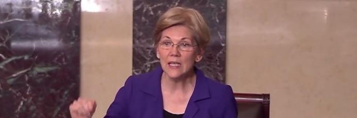  Sen. Elizabeth Warren wondered on the U.S. Senate floor