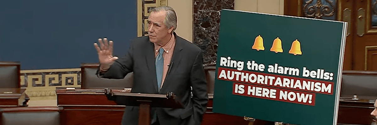 ‘Ring the Alarm Bells’: Merkley Marathon Speech Against Trump Authoritarianism Passes 16-Hour Mark