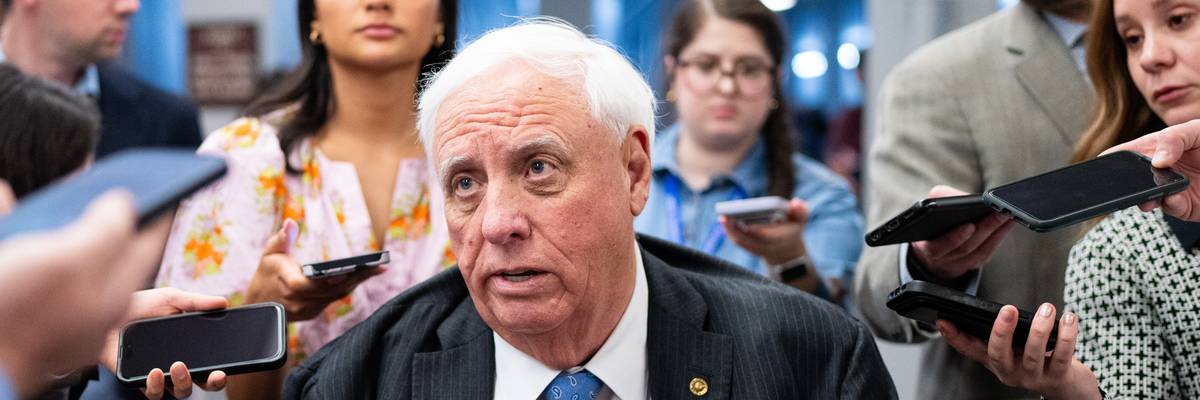 Sen. Jim Justice (R-W.Va.) speaks to reporters about the budget reconciliation bill