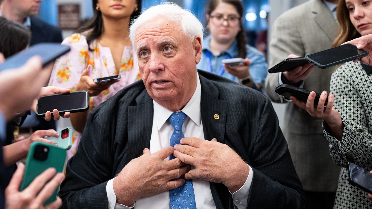 Sen. Jim Justice (R-W.Va.) speaks to reporters about the budget reconciliation bill