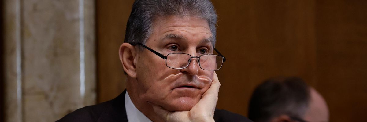 Sen. Joe Manchin appears at a Senate hearing