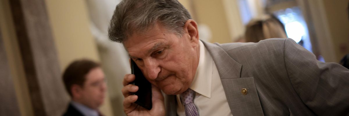 Sen. Joe Manchin (D-W.Va.) arrives for a bipartisan meeting on infrastructure legislation at the U.S. Capitol on July 13, 2021 in Washington, D.C. (Photo: Win McNamee via Getty Images)
