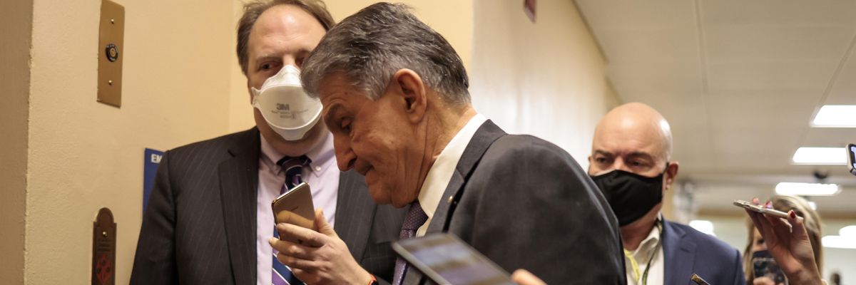 Sen. Joe Manchin is interviewed by reporters