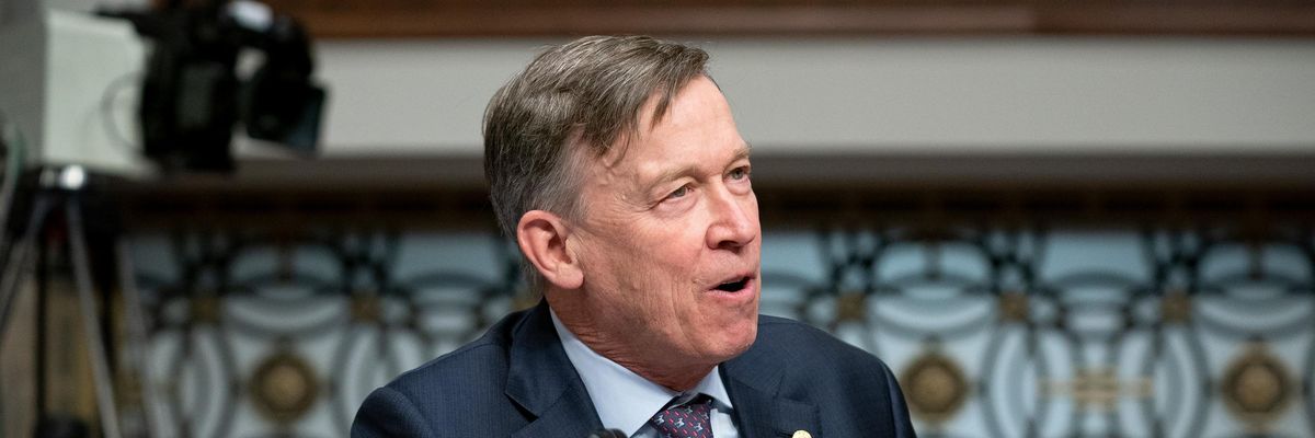 Sen. John Hickenlooper speaks at a hearing