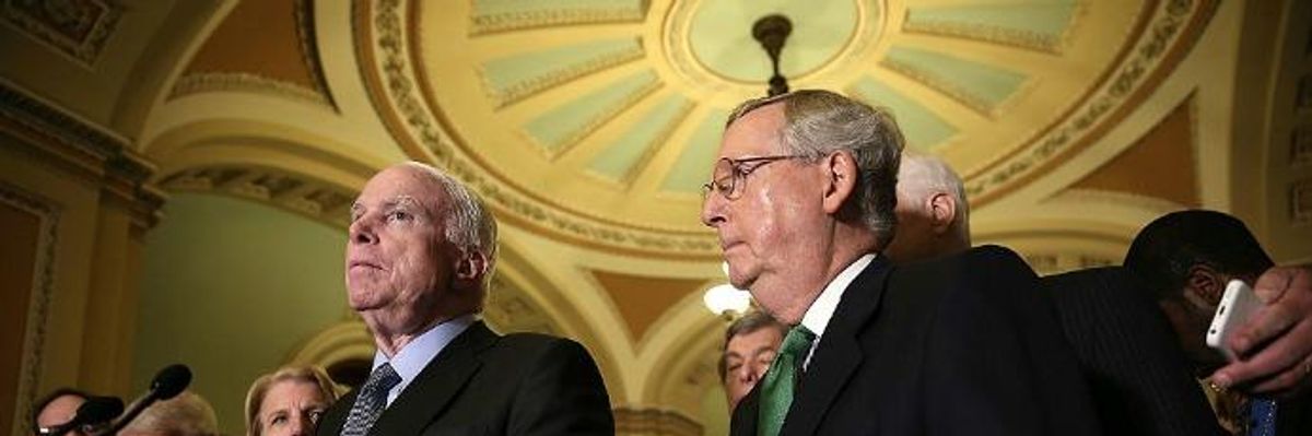 'Hiding It Like Cowards': McCain Returns to Help GOP Pass Secret Trumpcare Bill