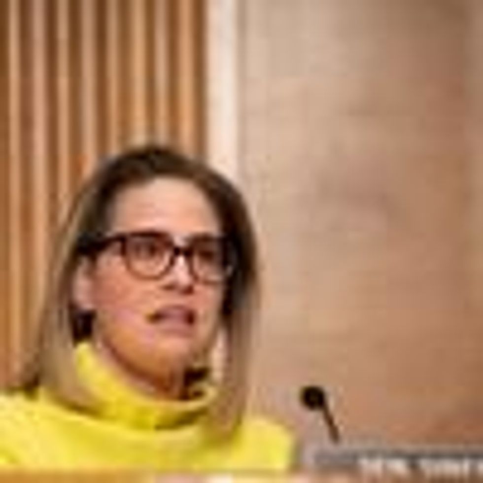 Sen. Kyrsten Sinema speaks during a hearing