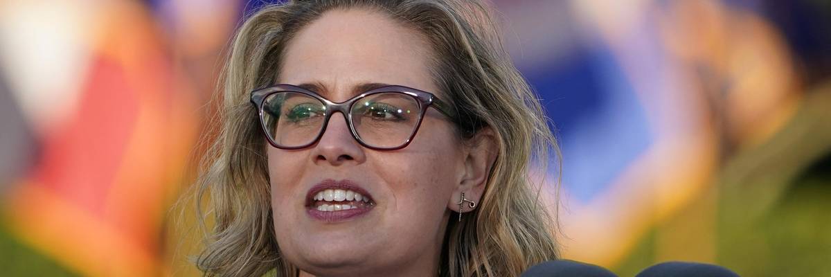 Sen. Kyrsten Sinema speaks during an event