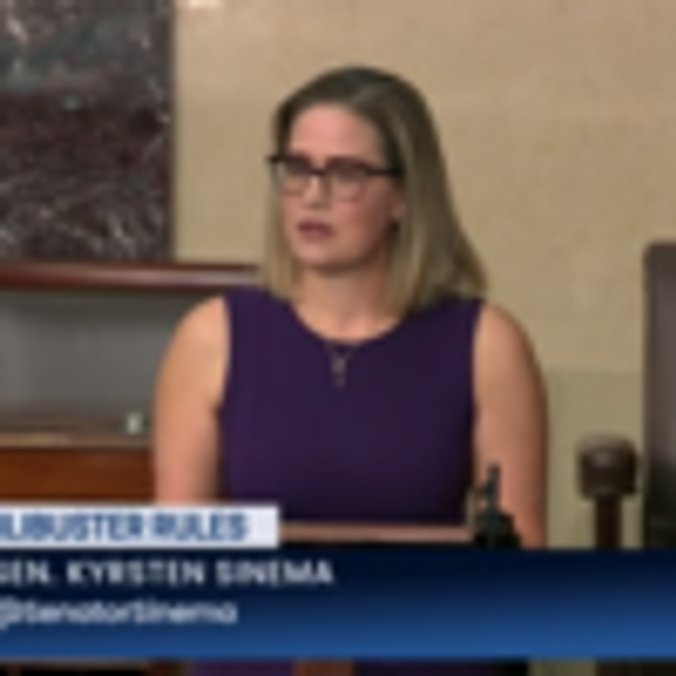 Sen. Kyrsten Sinema speaks on the Senate floor