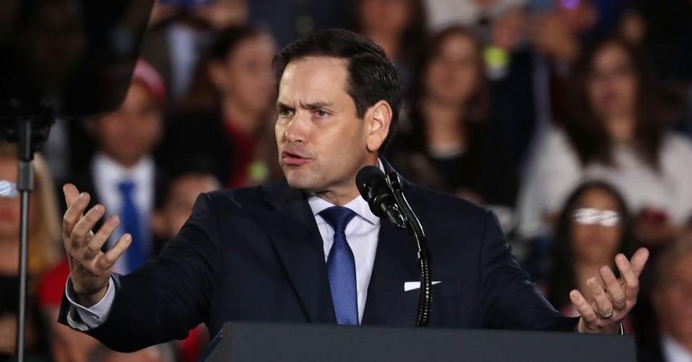Sen. Marco Rubio (R-Fla.) speaks about Venezuela before the arrival of President Donald Trump during a rally at Florida International University on February 18, 2019 in Miami, Florida. President Trump is scheduled to speak about the ongoing crisis in Venezuela. (Photo: Joe Raedle/Getty Images)