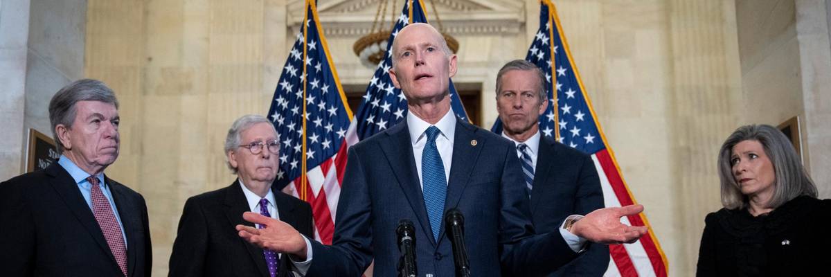 Sen. Rick Scott (R-Fla.) speaks during a news conference