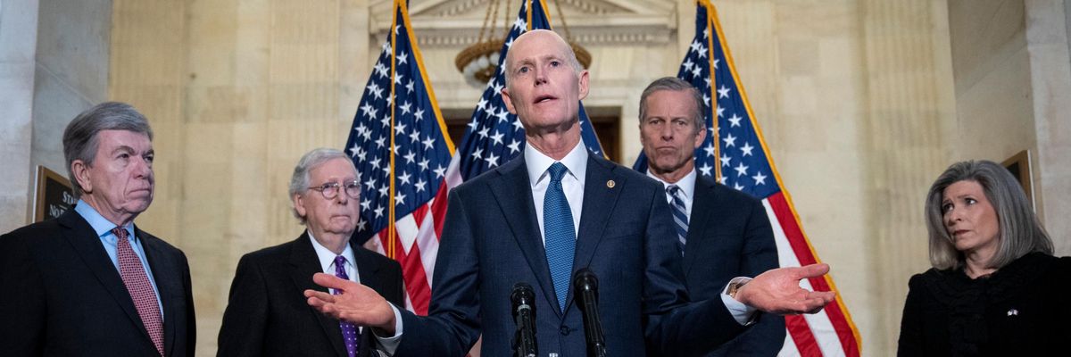 Sen. Rick Scott (R-Fla.) speaks during a news conference