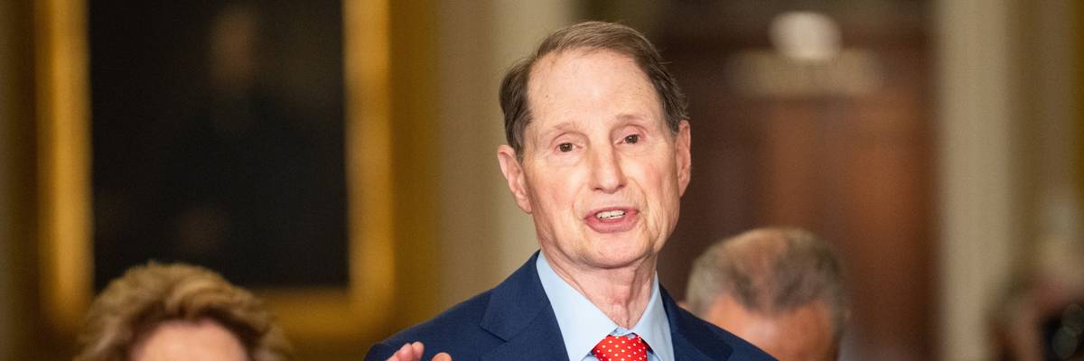 Sen. Ron Wyden (D-Ore.) speaks during Senate Democrats' news conference