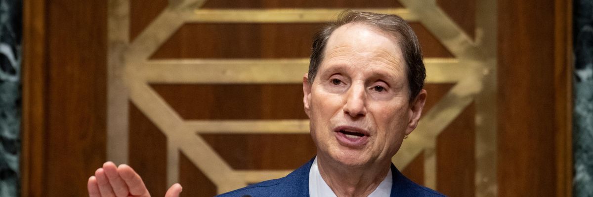 Sen. Ron Wyden speaks during a hearing