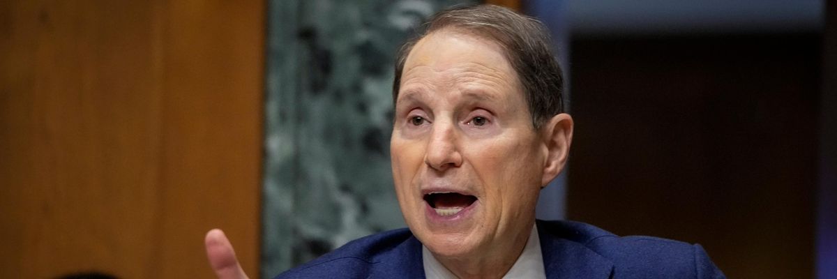Sen. Ron Wyden speaks during a hearing